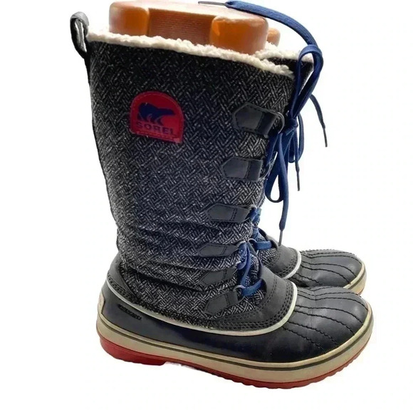 Sorel Tofino Tweed Herringbone lace up  Winter Boots size 8 Waterproof - Picture 1 of 9